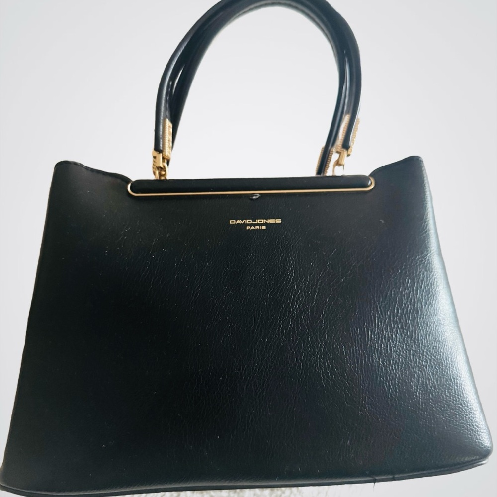 Black Crossbody Bag with Gold-Tone Hardware